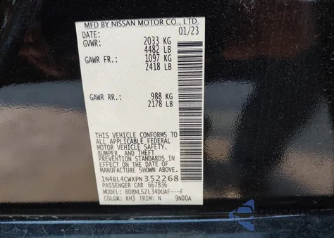 2023 Nissan Altima Sr z USA, uszkodzony, nr VIN 1N4BL4CWXPN352268